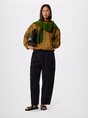 Whistles Black Utility Cotton Barrel Trousers - Image 3 of 5