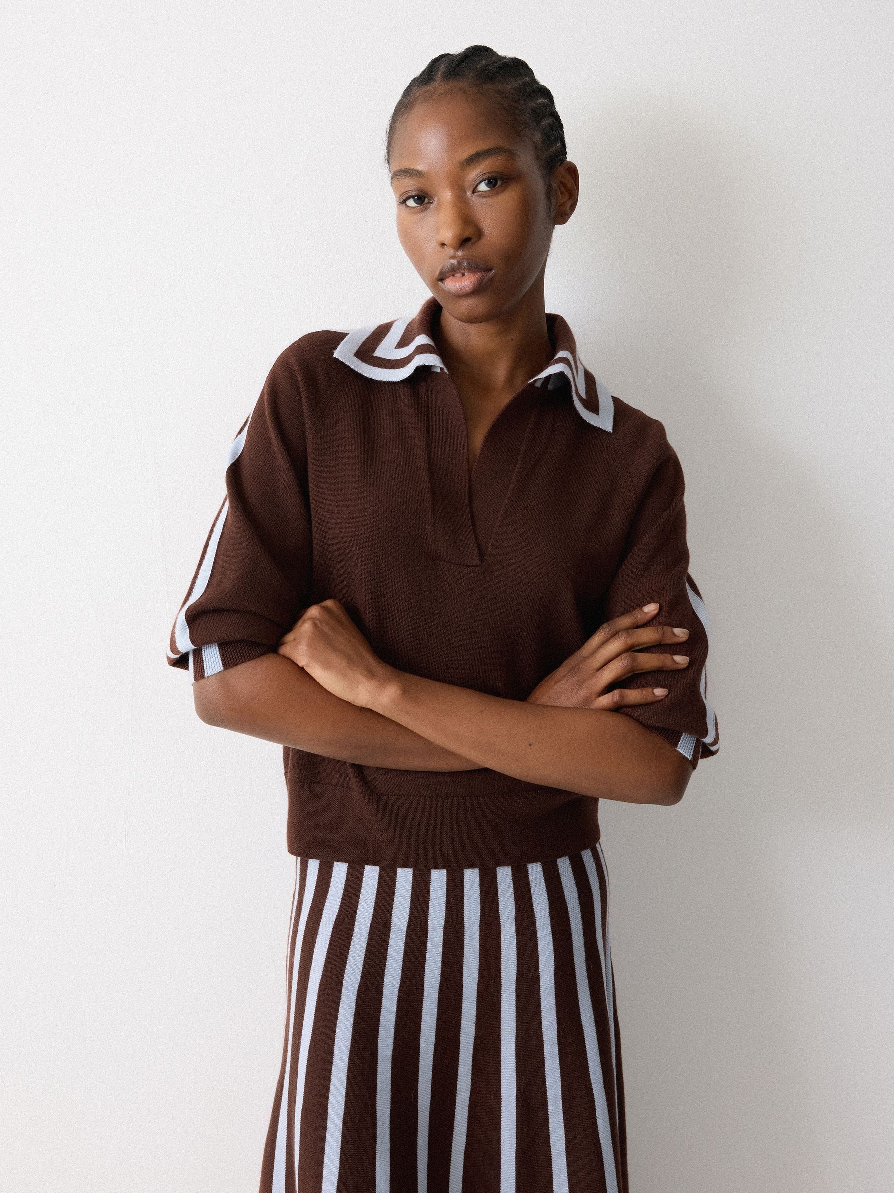 Buy Jigsaw Brown Merino Marine Collar Jumper from the Next UK