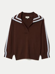 Jigsaw Brown Merino Marine Collar Jumper - Image 7 of 7