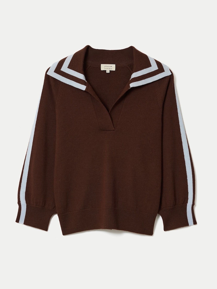 Jigsaw Brown Merino Marine Collar Jumper - Image 7 of 7 Jigsaw Brown Merino Marine Collar Jumper - Image 7 of 7