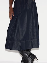 Jigsaw Blue Chambray Zip Front Midi Dress - Image 3 of 7