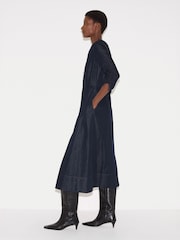 Jigsaw Blue Chambray Zip Front Midi Dress - Image 4 of 7