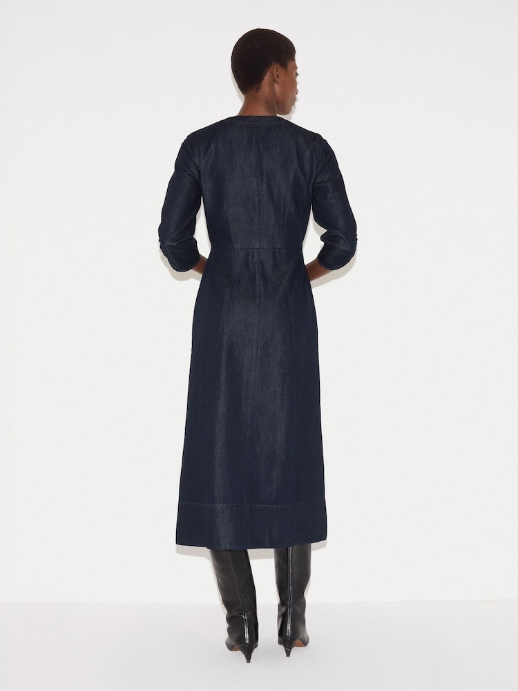 Buy Jigsaw Blue Chambray Zip Front Midi Dress from Next USA