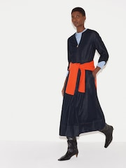 Jigsaw Blue Chambray Zip Front Midi Dress - Image 6 of 7