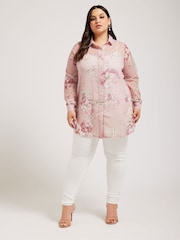 YOURS LONDON Curve Pink Floral Boyfriend Shirt - Image 2 of 5
