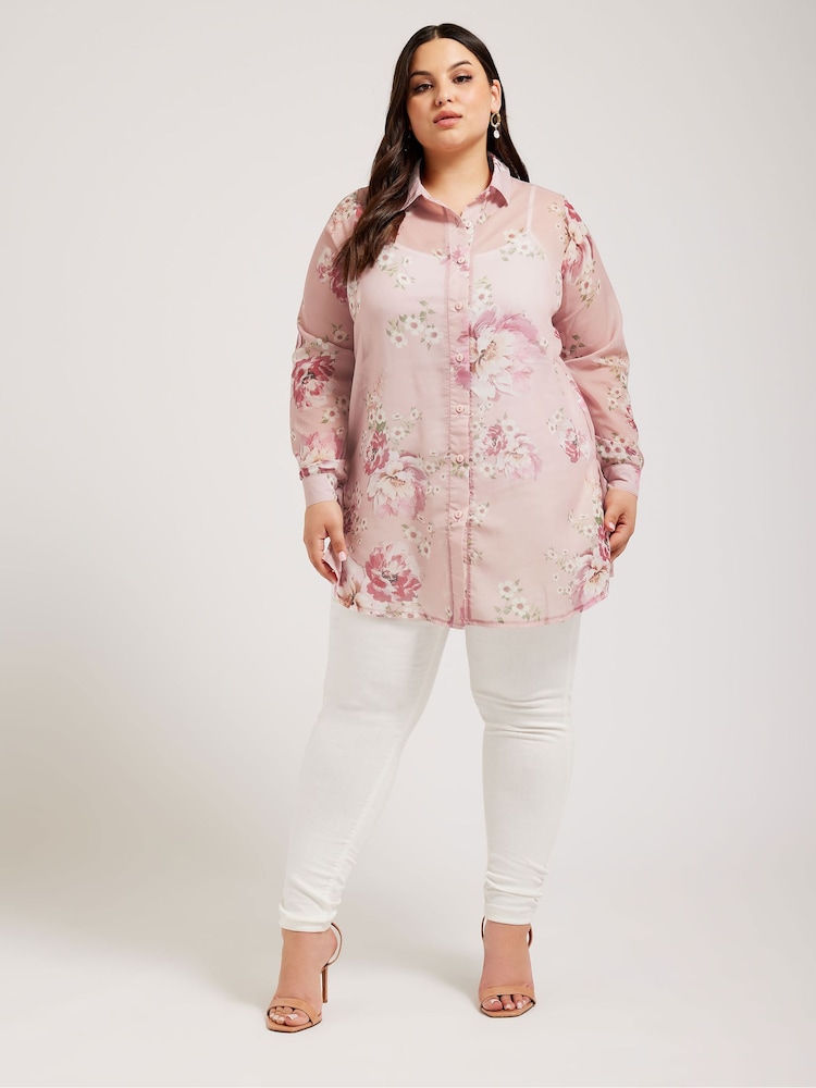 YOURS LONDON Curve Pink Floral Boyfriend Shirt - Image 2 of 5