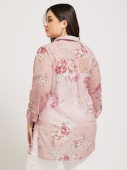 YOURS LONDON Curve Pink Floral Boyfriend Shirt - Image 3 of 5