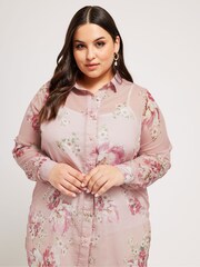 YOURS LONDON Curve Pink Floral Boyfriend Shirt - Image 4 of 5