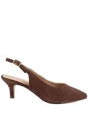 Jones Bootmaker Chocolate Suede Zaria Slingback Heels - Image 1 of 5