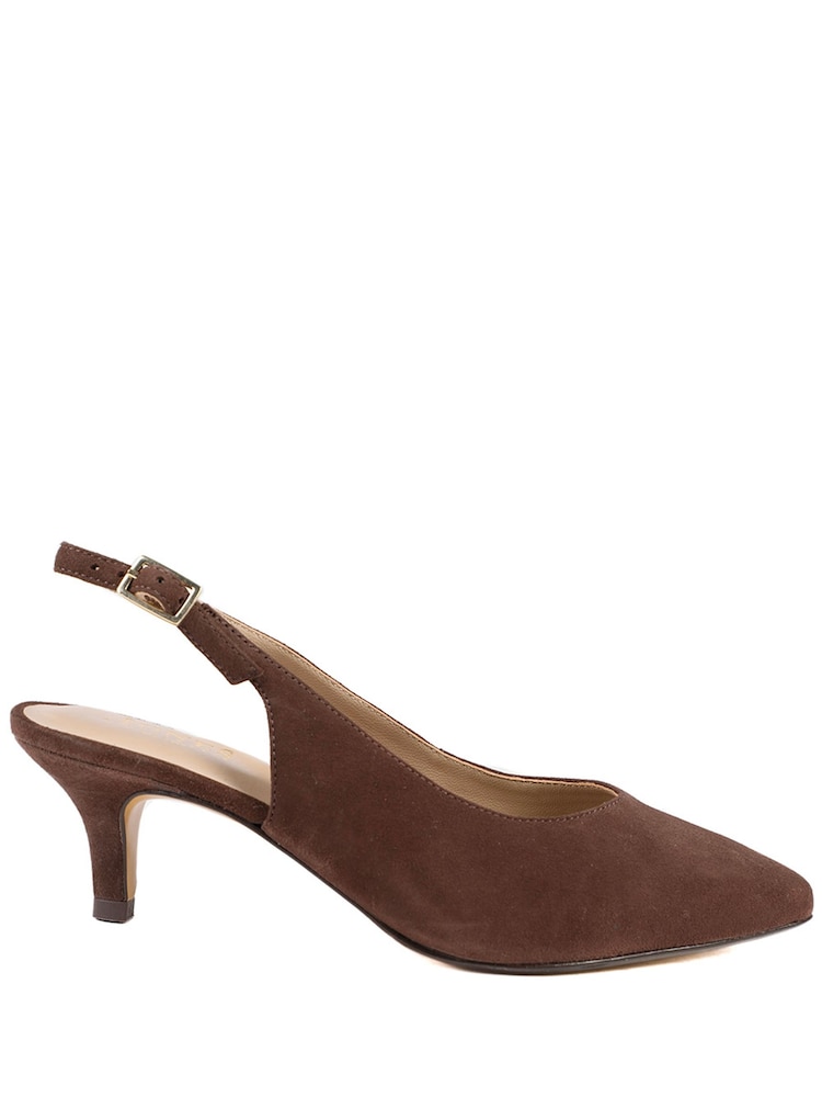 Jones Bootmaker Chocolate Suede Zaria Slingback Heels - Image 1 of 5
