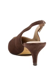 Jones Bootmaker Chocolate Suede Zaria Slingback Heels - Image 4 of 5