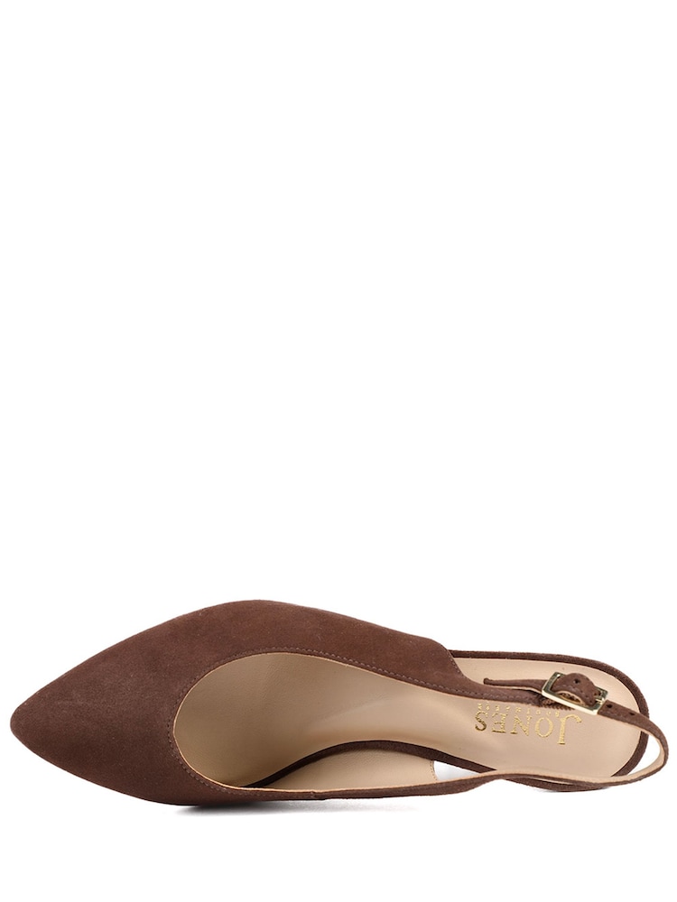 Jones Bootmaker Chocolate Suede Zaria Slingback Heels - Image 6 of 6