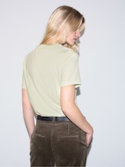 Jigsaw Green Supima Cotton Crew Neck T-Shirt - Image 4 of 5