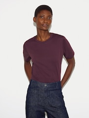 Jigsaw Purple Supima Cotton Crew Neck T-Shirt - Image 1 of 6