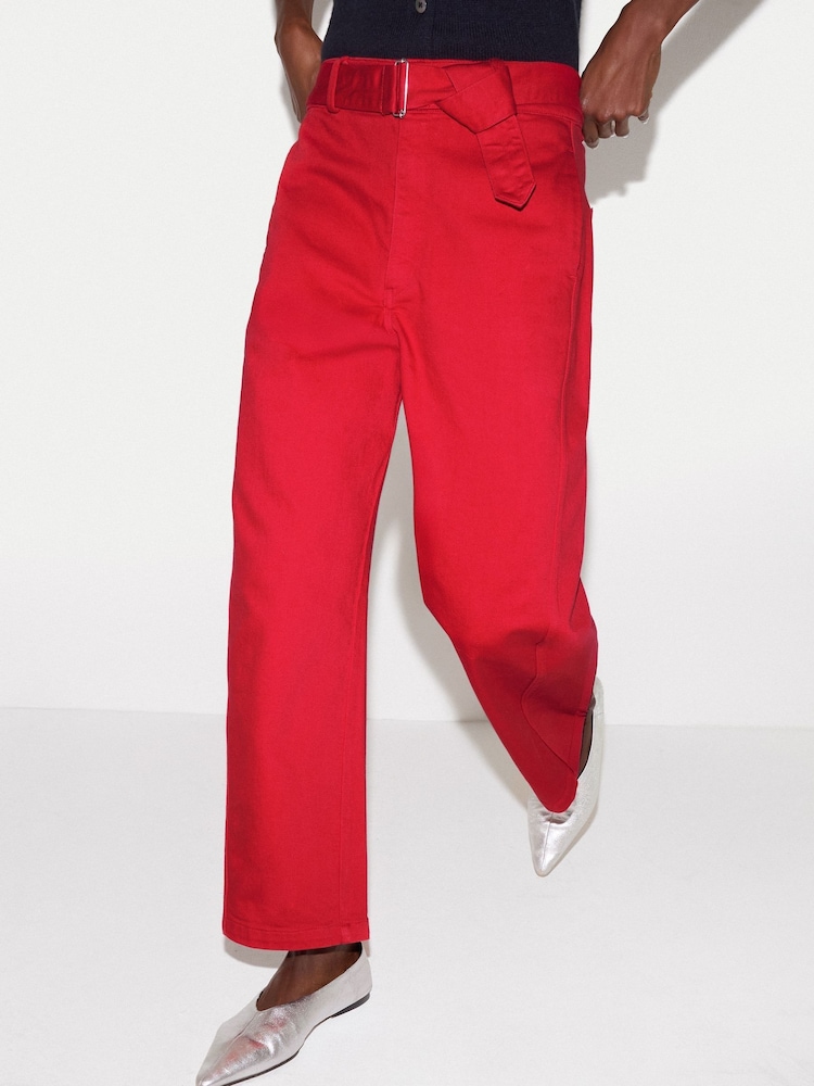 Jigsaw Red Turner Belted Horseshoe Jeans - Image 1 of 7