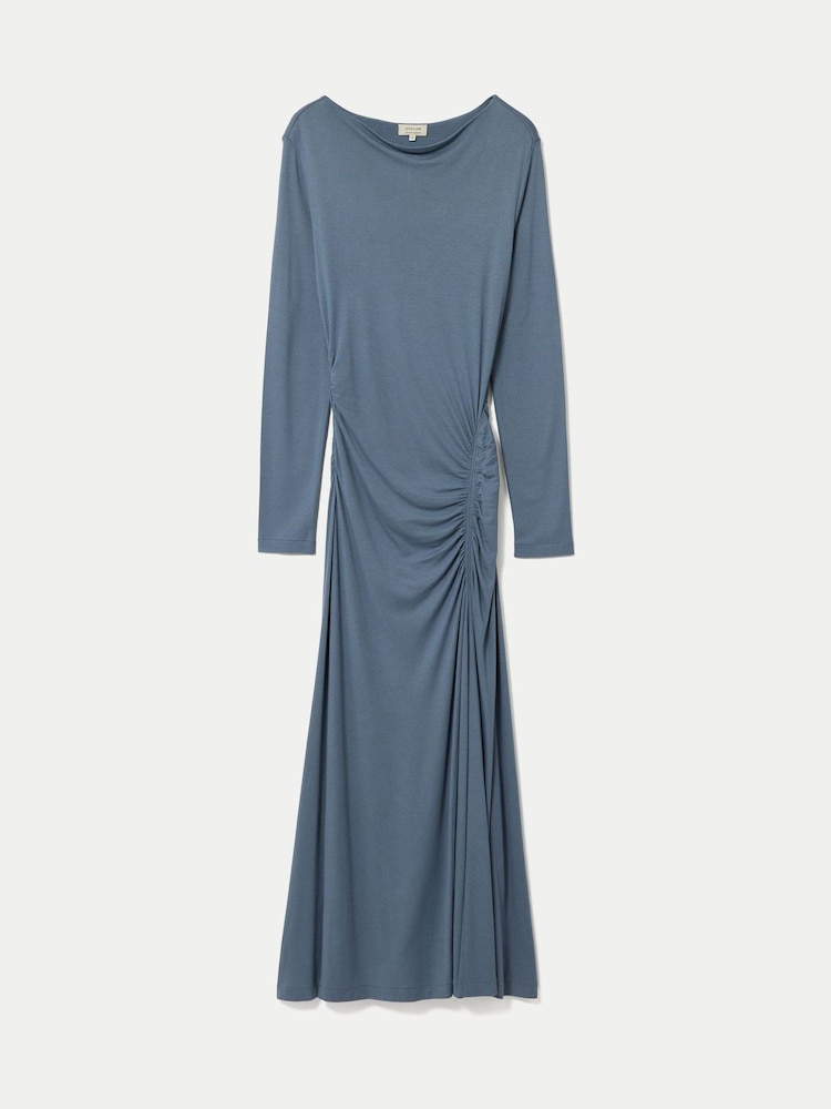 Jigsaw Blue Microcrepe Cowl Ruched Dress - Image 5 of 5 Jigsaw Blue Microcrepe Cowl Ruched Dress - Image 5 of 5