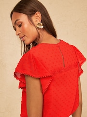Love & Roses Orange Dobby Flutter Sleeve Shell Top - Image 4 of 4