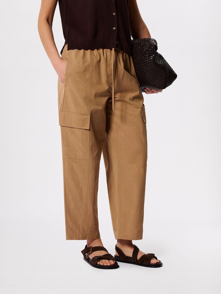 Whistles Nude Elasticated Barrel Leg Trousers - Image 1 of 5