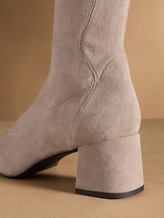 Russell & Bromley Neutral Harrington Tall Block Heel Knee High Boots - Image 6 of 7