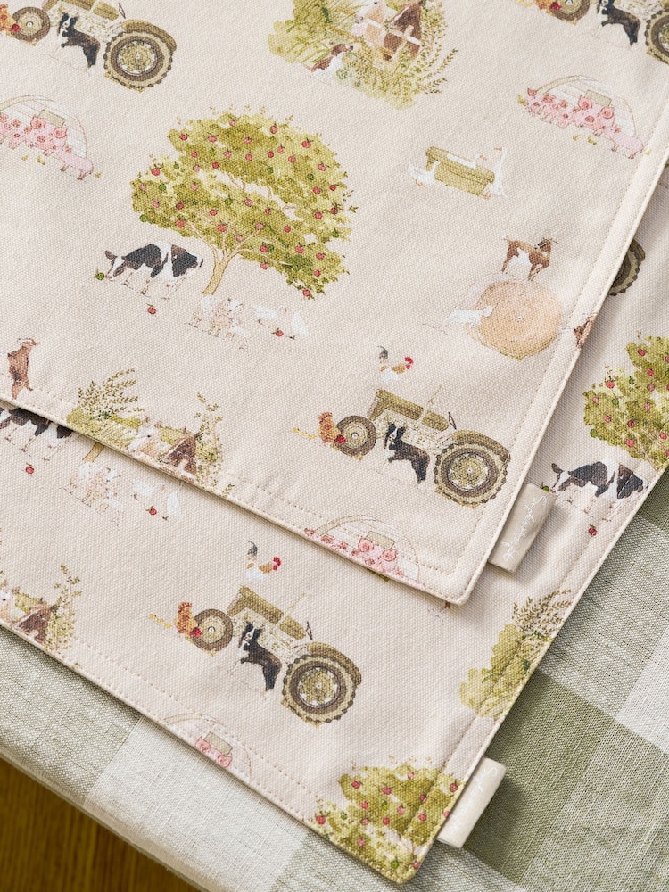 Sophie Allport Set of 2 Neutral Stone Farm Friends Washable Placemats Placemats - Image 2 of 3