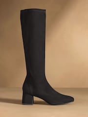 Russell & Bromley Black Harrington Tall Block Heel Knee High Boots - Image 2 of 7