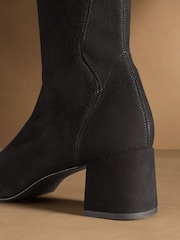 Russell & Bromley Black Harrington Tall Block Heel Knee High Boots - Image 6 of 7