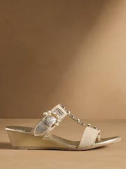 Russell & Bromley Gold Orbit Wedge Sandals - Image 2 of 7