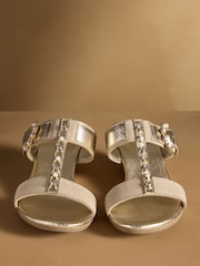Russell & Bromley Gold Orbit Wedge Sandals - Image 3 of 7
