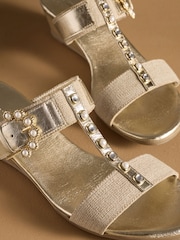 Russell & Bromley Gold Orbit Wedge Sandals - Image 4 of 7