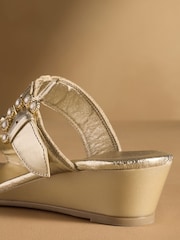 Russell & Bromley Gold Orbit Wedge Sandals - Image 6 of 7