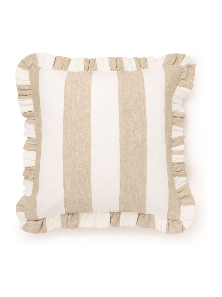 Sophie Allport Witham Sand Stripe Frill Edge Cushion - صورة 3 من 3