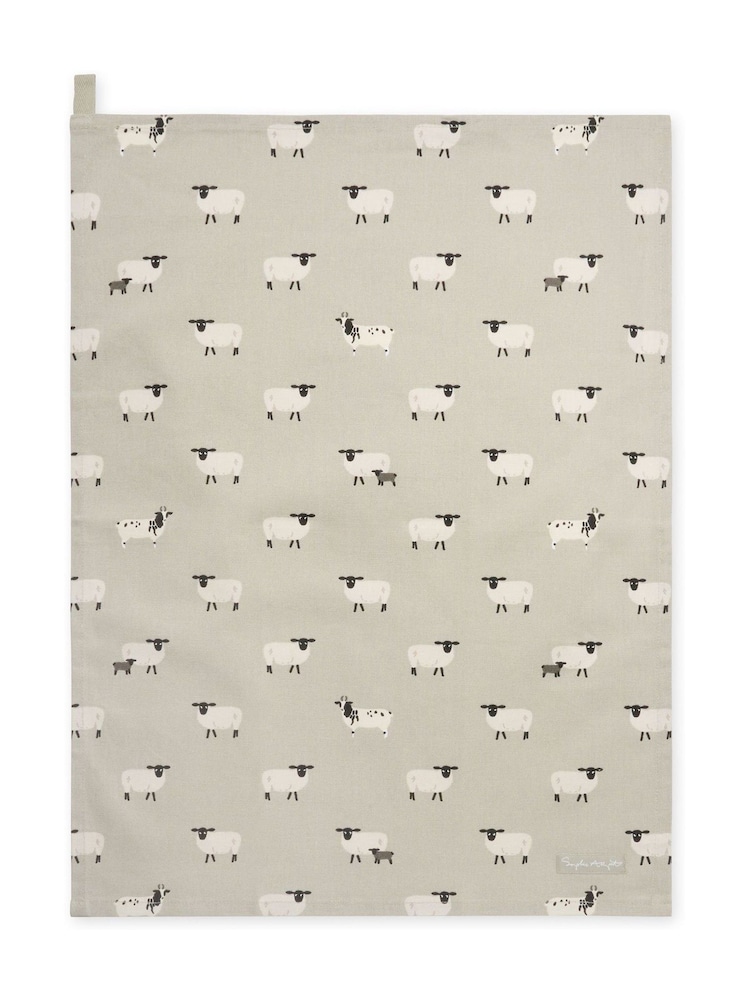 Sophie Allport Grey Sheep Tea Towel - Image 2 of 2 Sophie Allport Grey Sheep Tea Towel - Image 2 of 2