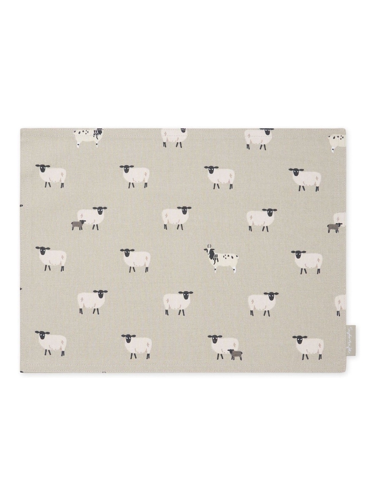 Sophie Allport Set of 2 Grey Sheep Fabric Placemats - Image 3 of 3