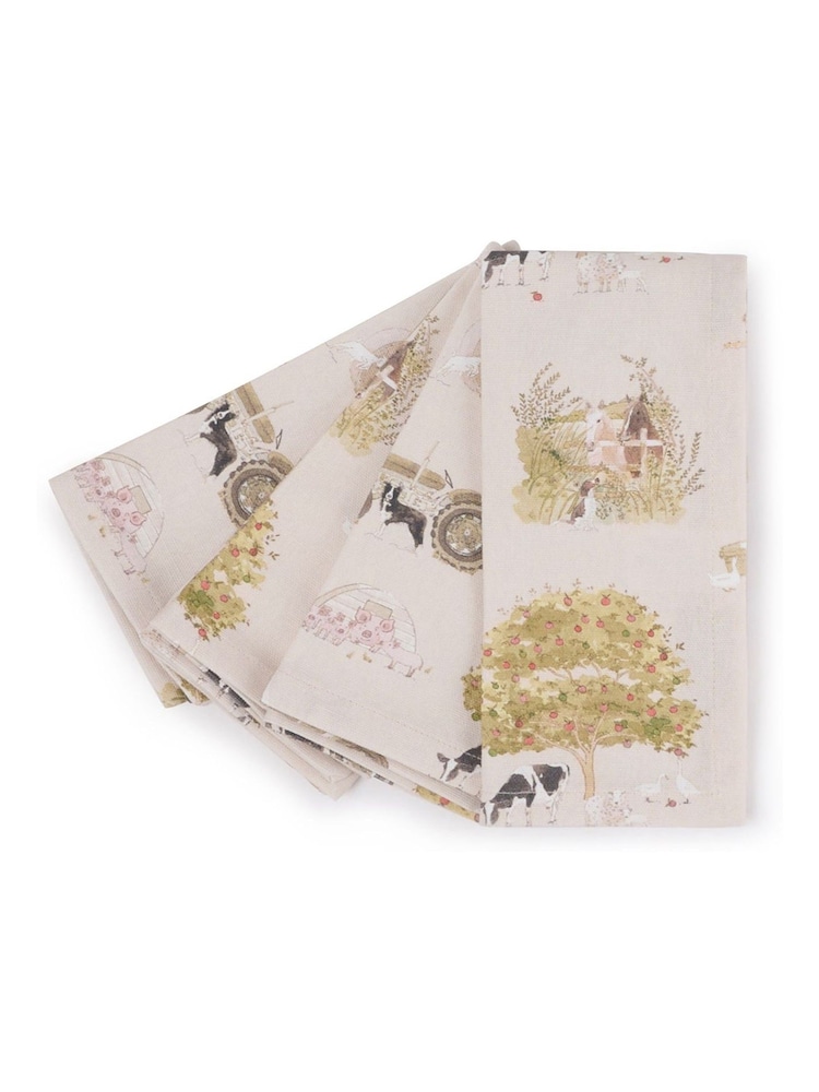 Sophie Allport Set of 4 Neutral Stone Farm Friends Napkins - Image 3 of 3 Sophie Allport Set of 4 Neutral Stone Farm Friends Napkins - Image 3 of 3