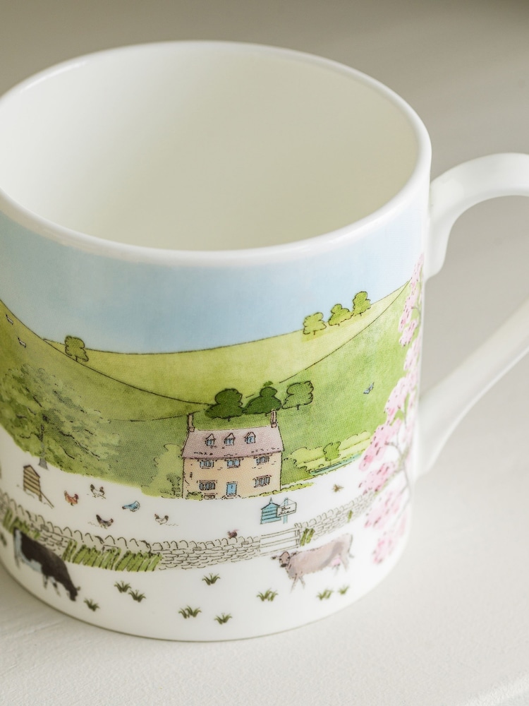 Sophie Allport White Spring Cottage Scene Mug - Image 2 of 3 Sophie Allport White Spring Cottage Scene Mug - Image 2 of 3