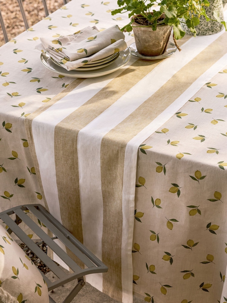 Sophie Allport Natural Witham Sand Stripe Linen Table Runner - Image 1 of 3