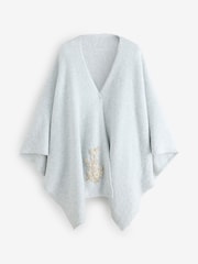 B by Ted Baker Grey Diamante Applique Knitted Wrap Scarf - Kuva 5 / 5
