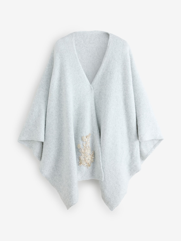 B by Ted Baker Grey Diamante Applique Knitted Wrap Scarf - Kuva 5 / 5