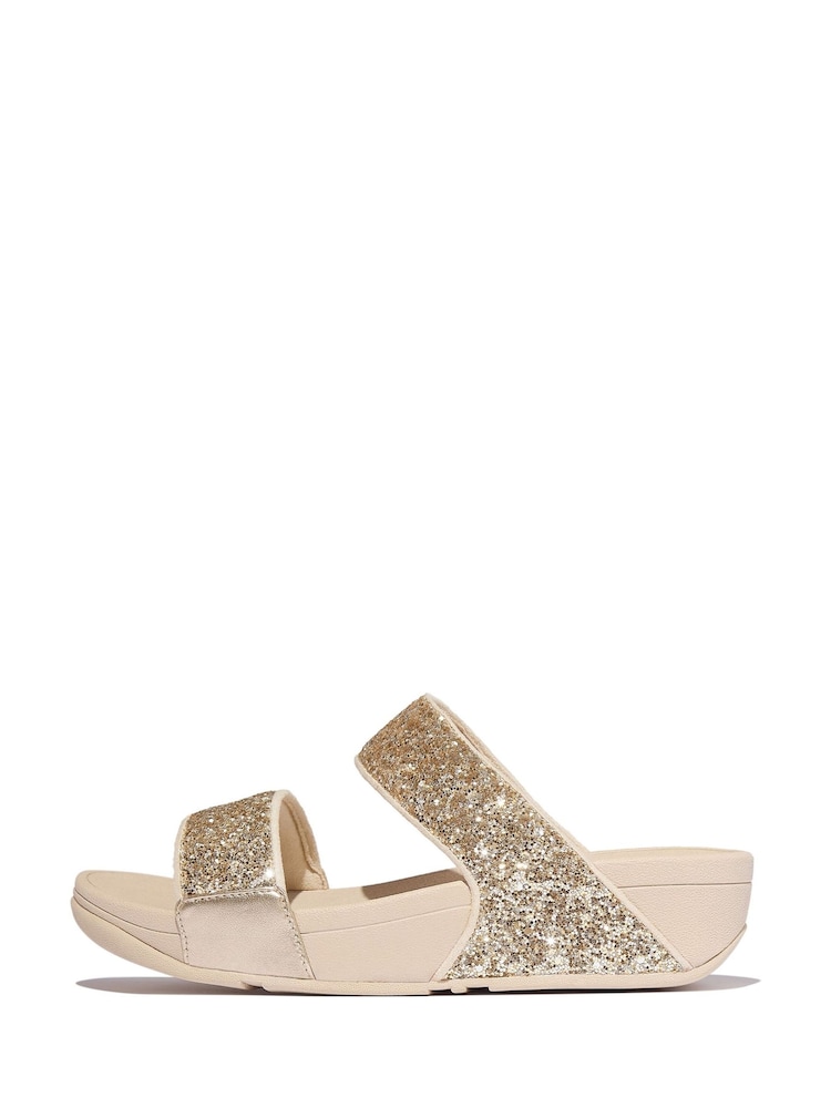 FitFlop Gold Lulu 2 Bar Glitter Sandals - Image 2 of 5 FitFlop Gold Lulu 2 Bar Glitter Sandals - Image 2 of 5