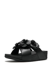 FitFlop Black Lulu Flower Cross Slide Sandals - Image 2 of 5