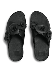FitFlop Black Lulu Flower Cross Slide Sandals - Image 4 of 5