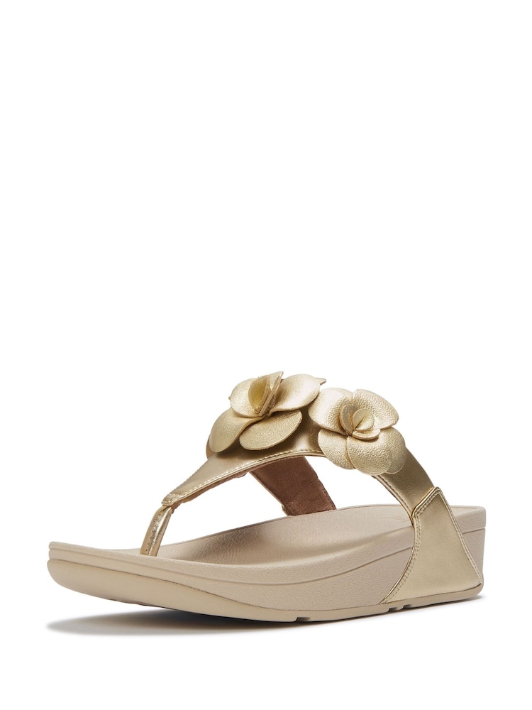 FitFlop Gold Lulu Flower Toe-Post Sandals - Image 2 of 5