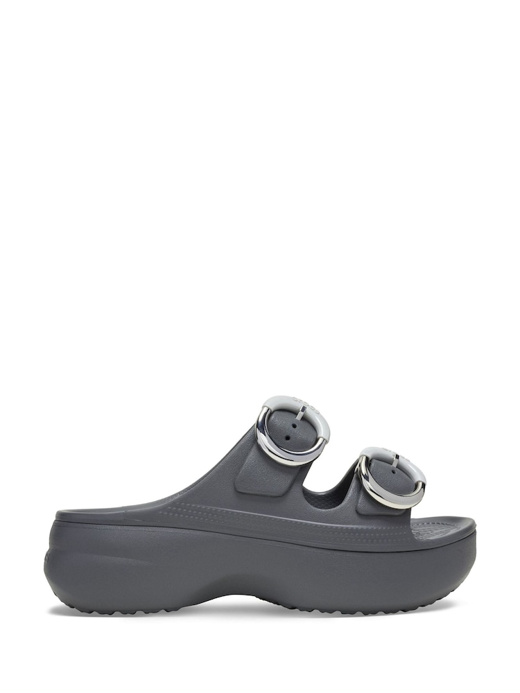 Crocs Grey Saturday Platform Buckle Clogs - Image 1 of 6