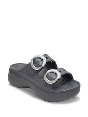 Crocs Grey Saturday Platform Buckle Clogs - Image 2 of 6