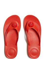 FitFlop Red iQushion Glossy Button Flip Flop Sandals - Image 3 of 4