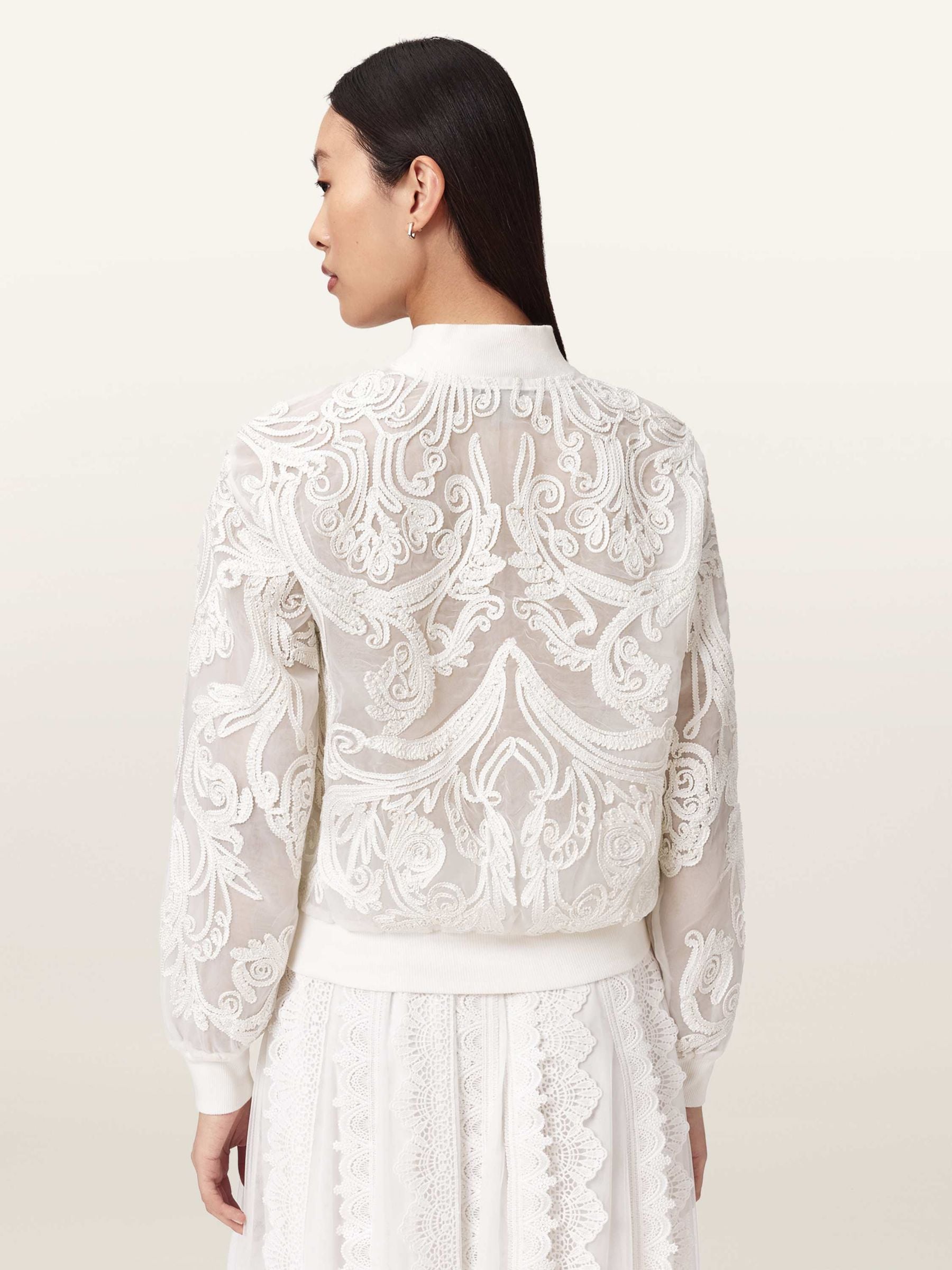 【新品】ALL SAINTS ラムレザージャケット 2way ホワイト UK8 Buy AllSaints White Jade Embroidered Bomber Jacket from Next USA