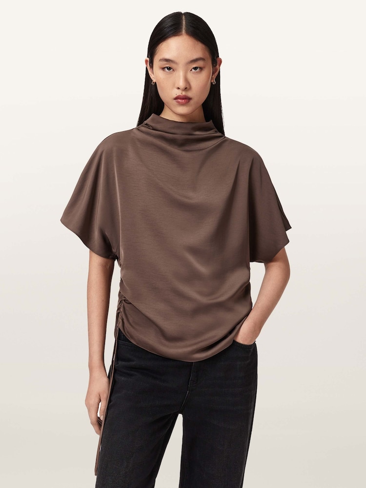 AllSaints Brown Leslie Top - Image 1 of 6