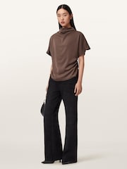 AllSaints Brown Leslie Top - Image 5 of 6