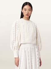 AllSaints White Hart Embroidered Top - Image 1 of 6