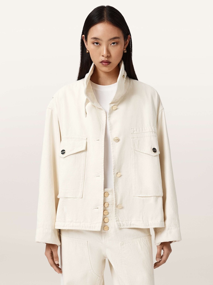 AllSaints White Clay Denim Jacket - Image 1 of 9 AllSaints White Clay Denim Jacket - Image 1 of 9